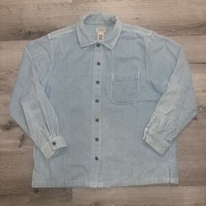 LL Bean Corduroy Button Up Long Sleeve Shirt Woman's Medium Blue